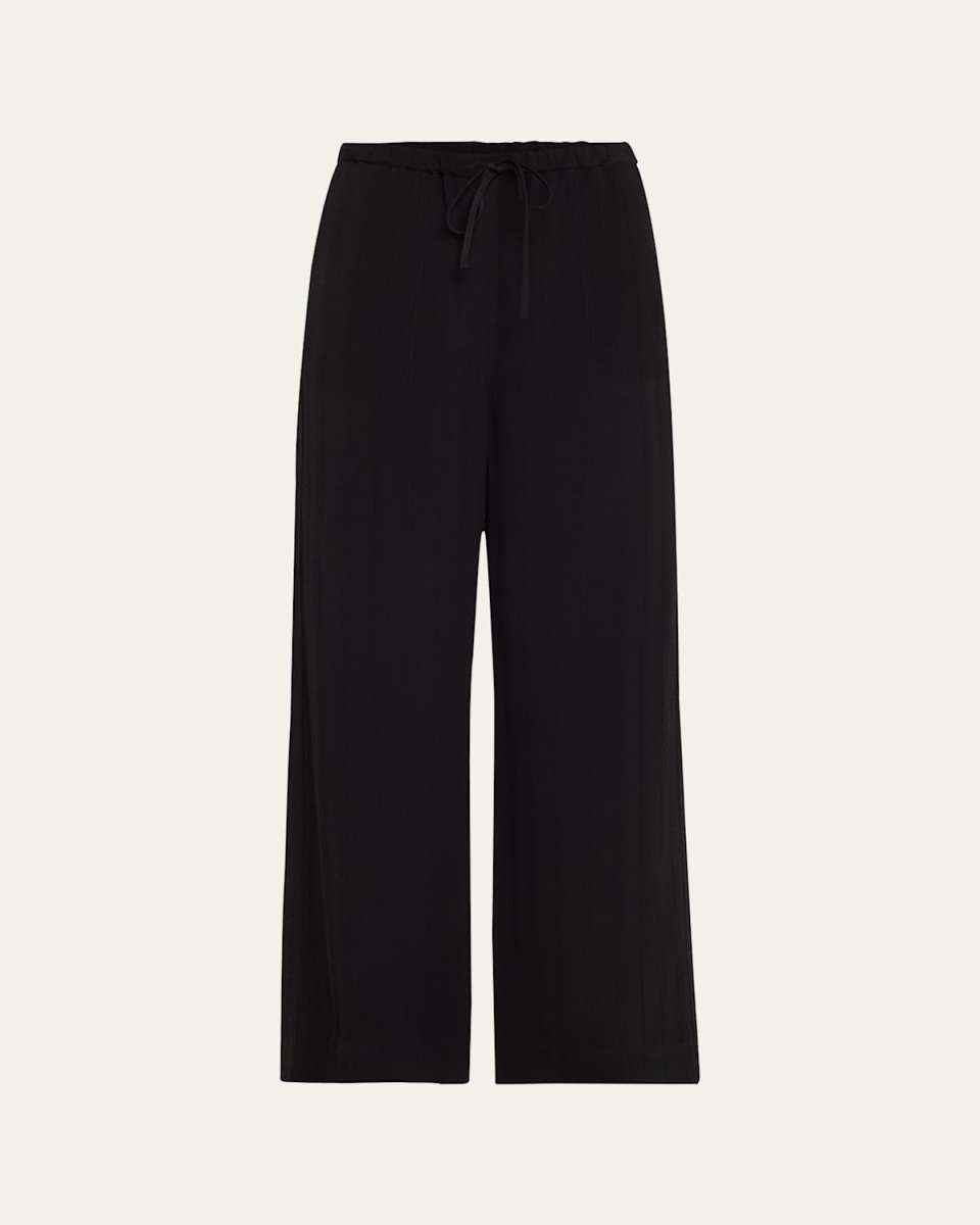 Striped Woven Straight-Leg Ankle Pull-On Trousers